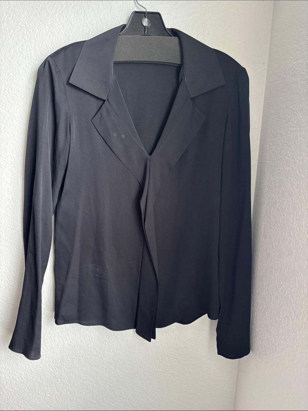 Women's Black Lightweight Draped Collar blouse